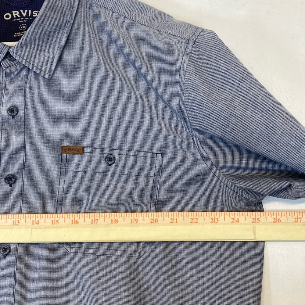 Orvis Classic Performance Men's XXL Fishing Shirt Blue Short Sleeve Button Up - Picture 5 of 16